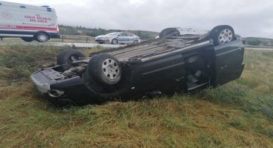 Merzifon’da takla atan otomobilin sürücüsü yaralandı