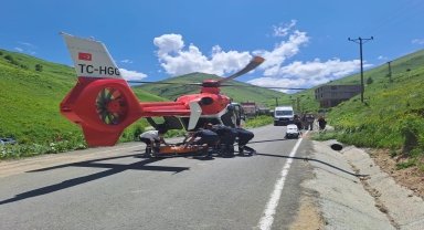 Trabzon'da kalça protezi çıkan hasta ambulans helikopterle hastaneye ulaştırıldı